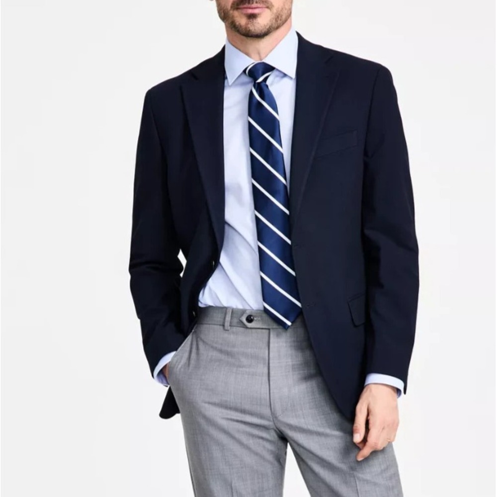 Michael Kors Mens Classic-Fit Blazer Jacket 50R Navy Twill